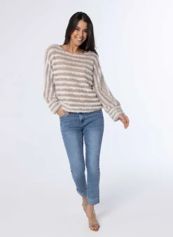 Beige Gestreepte Trui-Norah Clearance