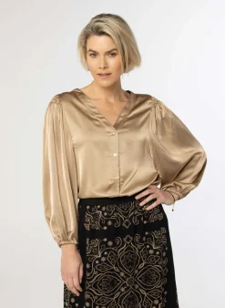 Bronzen Blouse Met Pofmouwen-Norah Discount