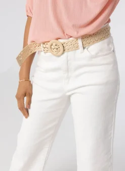 Ecru Riem Met Ronde Gesp-Norah Hot