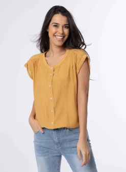 Gele Blouse Met Kapmouwen-Norah New