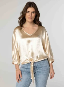 Glanzende Blouse In Champagnekleur-Norah Online