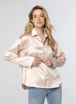 Glanzende Ecru Blouse-Norah Best