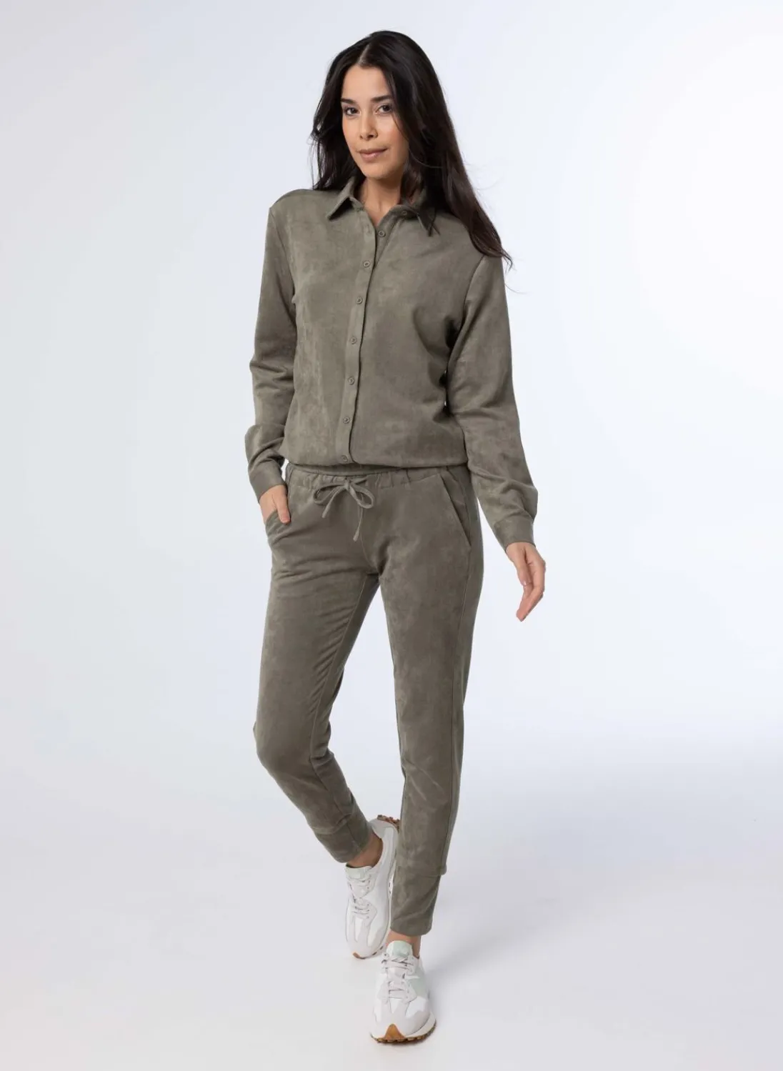 Grijze Blouse Van Suedine-Norah Clearance