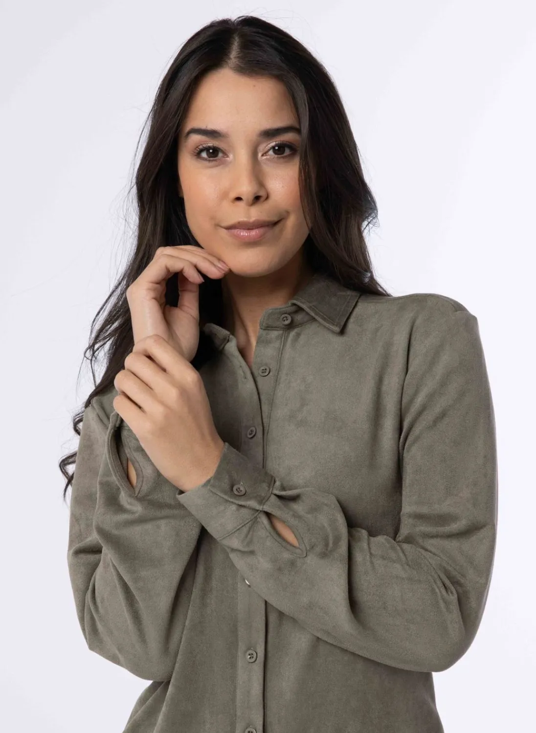 Grijze Blouse Van Suedine-Norah Clearance