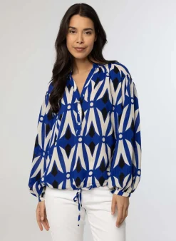 Kobalt E Blouse Met Pofmouwen-Norah Sale