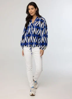 Kobalt E Blouse Met Pofmouwen-Norah Sale