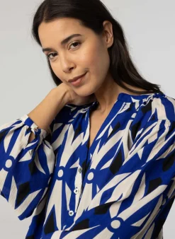 Kobalt E Blouse Met Pofmouwen-Norah Sale