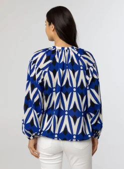 Kobalt E Blouse Met Pofmouwen-Norah Sale