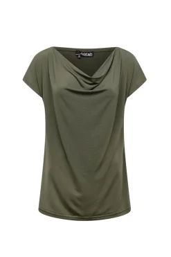 Leger Shirt Met Gedrapeerde Hals-Norah Outlet