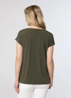 Leger Shirt Met Gedrapeerde Hals-Norah Outlet