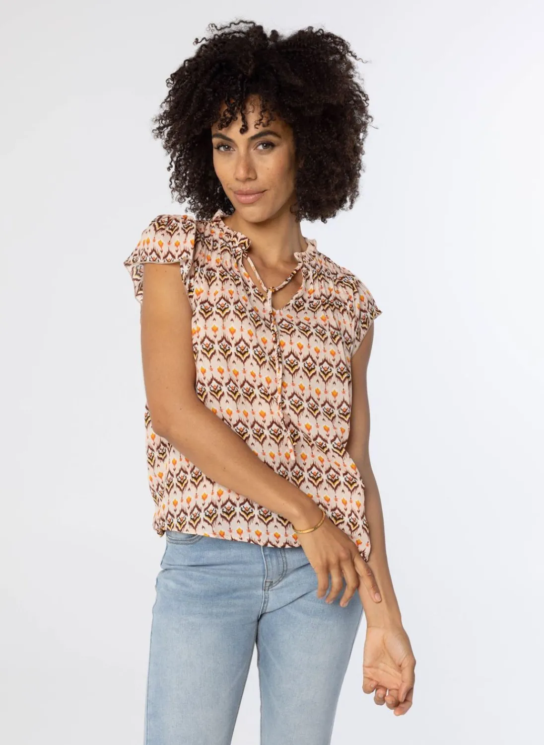 Meerkleurige Blouse Met Korte Mouwen-Norah Sale