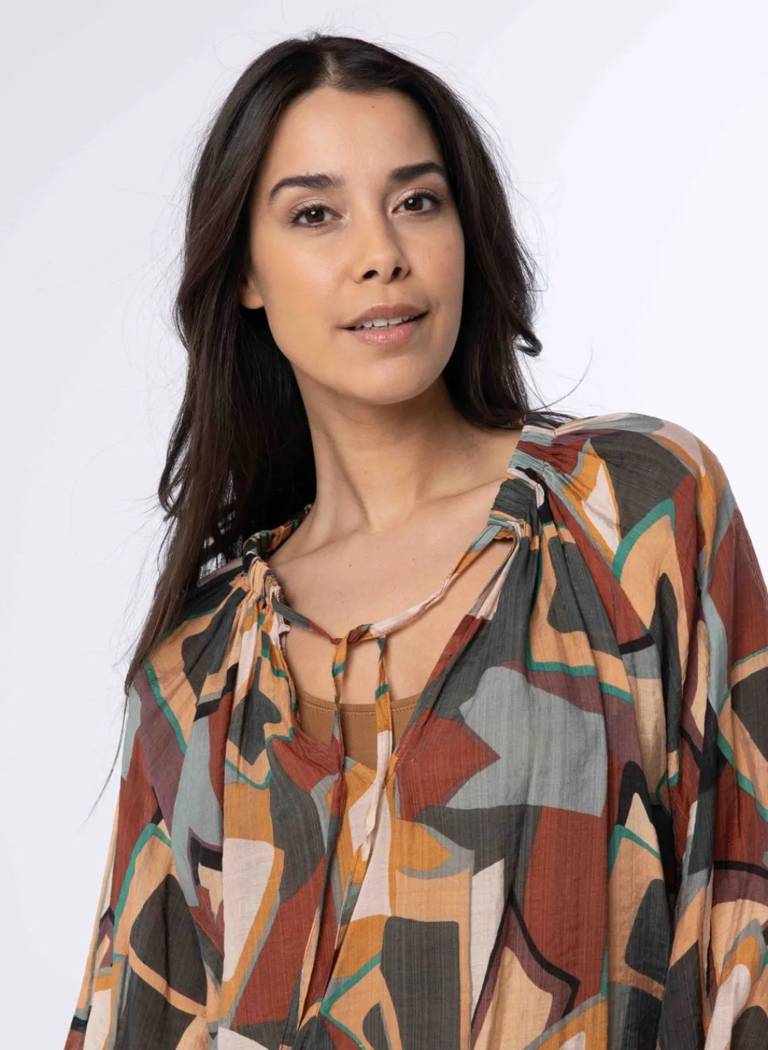 Meerkleurige Blouse Met Pofmouwen-Norah Clearance