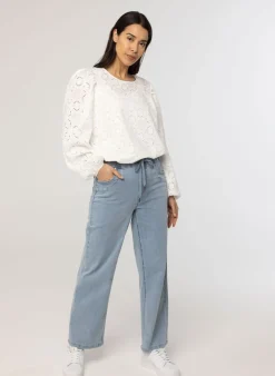Off White Blouse Met Embroidery-Norah Discount