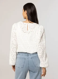 Off White Blouse Met Embroidery-Norah Discount