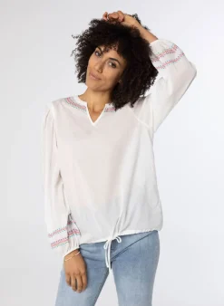 Te Blouse Met Gekleurde Borduursels-Norah Online