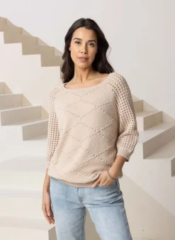 Zandkleurig Gebreide Trui-Norah Hot