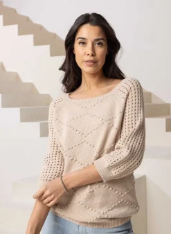 Zandkleurig Gebreide Trui-Norah Hot