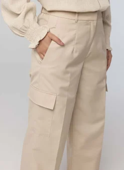 Zandkleurige Cargo Broek-Norah Online