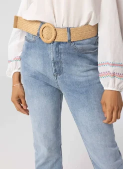 Zandkleurige Riem Met Ronde Gesp-Norah Hot